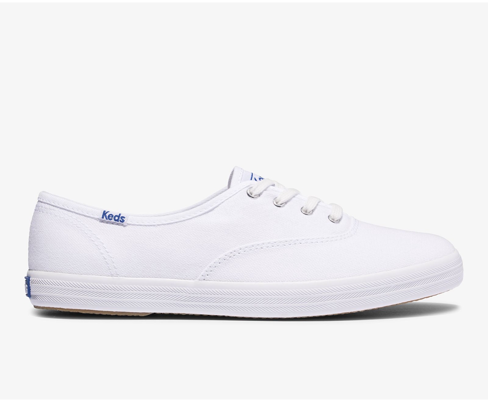 Πανινα Παπουτσια Γυναικεια - Keds Champion Organic Cotton Καμβας - Λευκα - SACHM4690